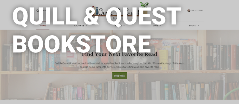 Screenshot of Quill & Quest Bookstore homepage